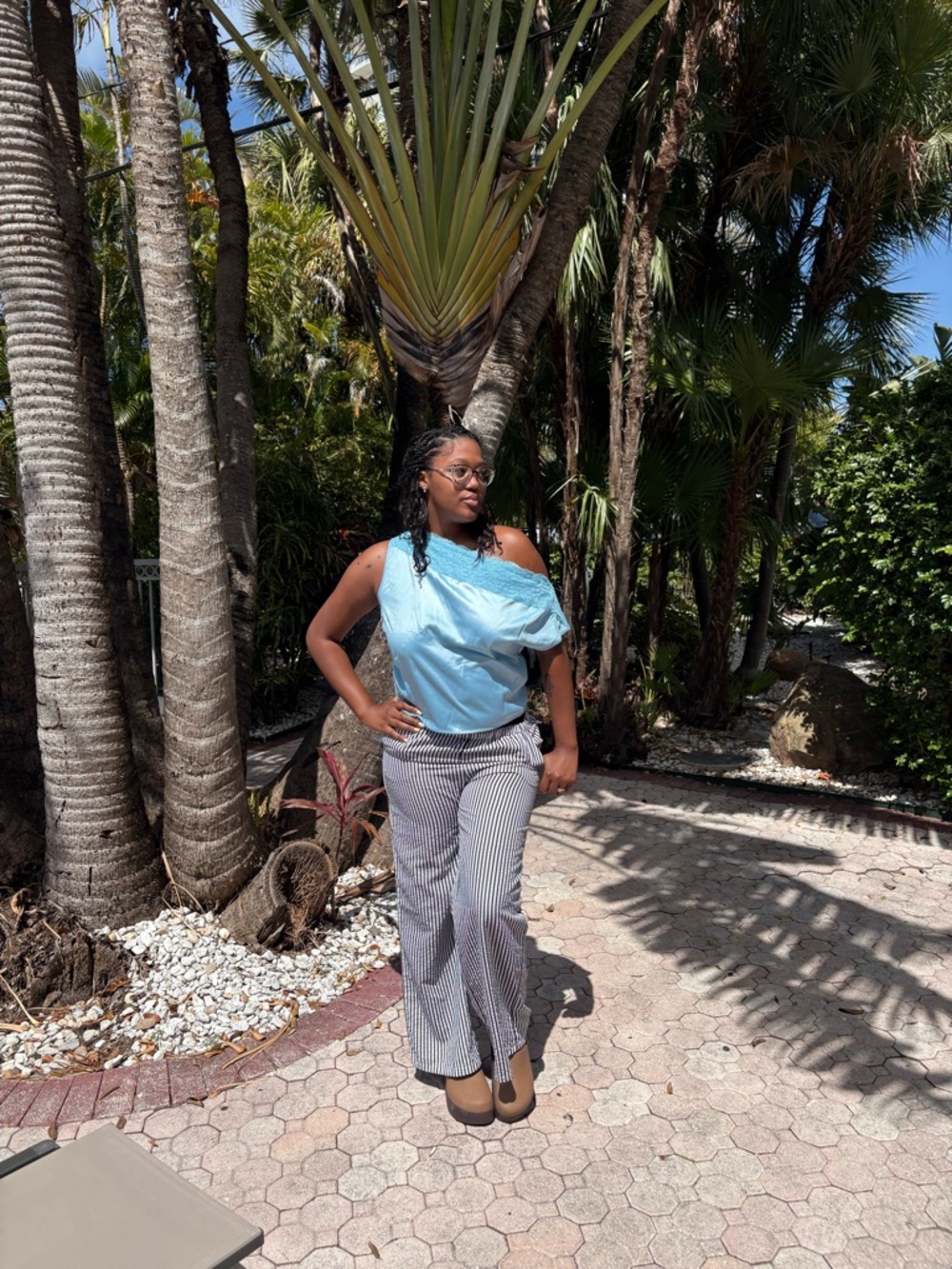 Light Blue One-Shoulder Top
